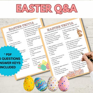 Trivia Pasen: twee afdrukbare kaarten | Familiepaasfeest | Games voor alle leeftijden: kinderen, tieners, volwassenen en senioren | Leuke gezinsactiviteit