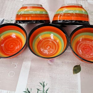 Set di ciotole marocchine colorate fatte a mano - Piatti tradizionali in ceramica per servire o decorare - Ceramica a strisce vibranti
