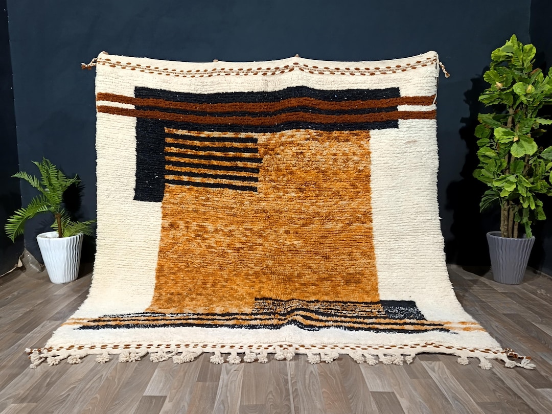 Custom Beni Ourain Rug, Handmade Rug, Brown & White Berber Rug ...