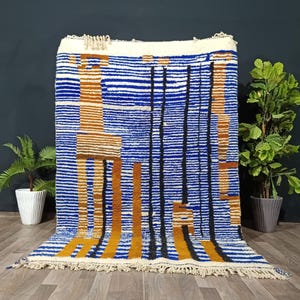 Moroccan Rug Blue - Blue Rug -Custom Moroccan Rug - Beni ourain Rug- Handmade Rug- wool Rug - Solid Blue Rug -Custom Made Rugs - Berber Rug