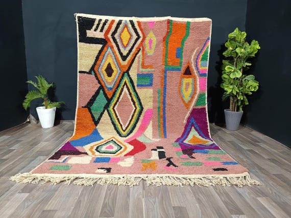 Colorful maroccan rug,Minimalist rug, custom rug, wool rug, berber rug, handmade rug, wool rug, home decor rug.