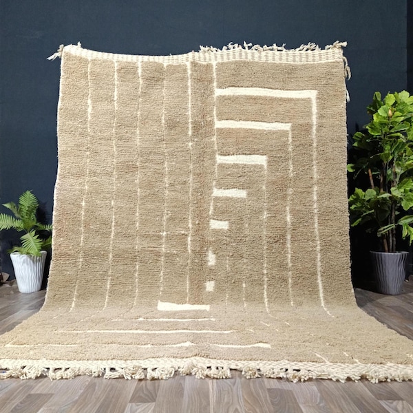 Handmade Moroccan Beni Ourain Wool Rug, Geometric ZANARUGS Home Decor