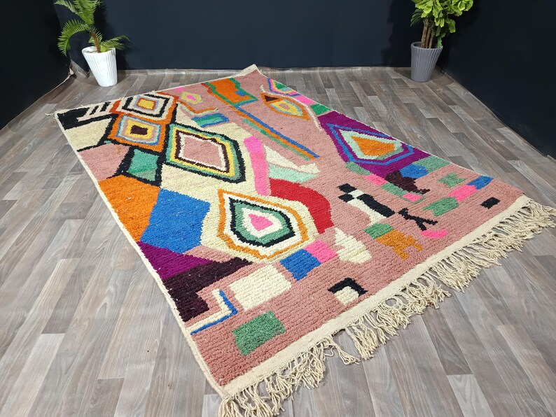 Colorful Handmade Wool Moroccan Berber Rug, Zana Rug Home Decor image 4