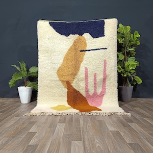 Artistic Moroccan Rug, Handmade Rug, Colorful Rug, Moroccan Carpet, Beni Ourain Rug, Tribal Berber Rug, Authentic Carpet, Tapis Marocain