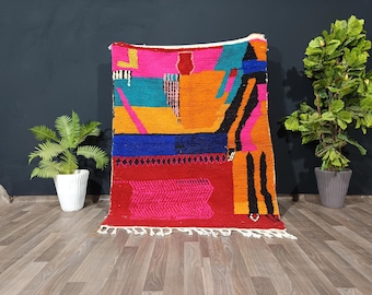 Multicolored Carpet, Colorful Moroccan Berber Wool Carpet, Custom Area Rug - Handmade Rug - Custom Moroccan Berber Rug - Home Decor Rug.
