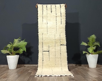 Custom Beni Ourain Runner rug - Moroccan Runner rug - White runner rug - Hallway runner Morrocan - Soft Wool runner - Berber runner White
