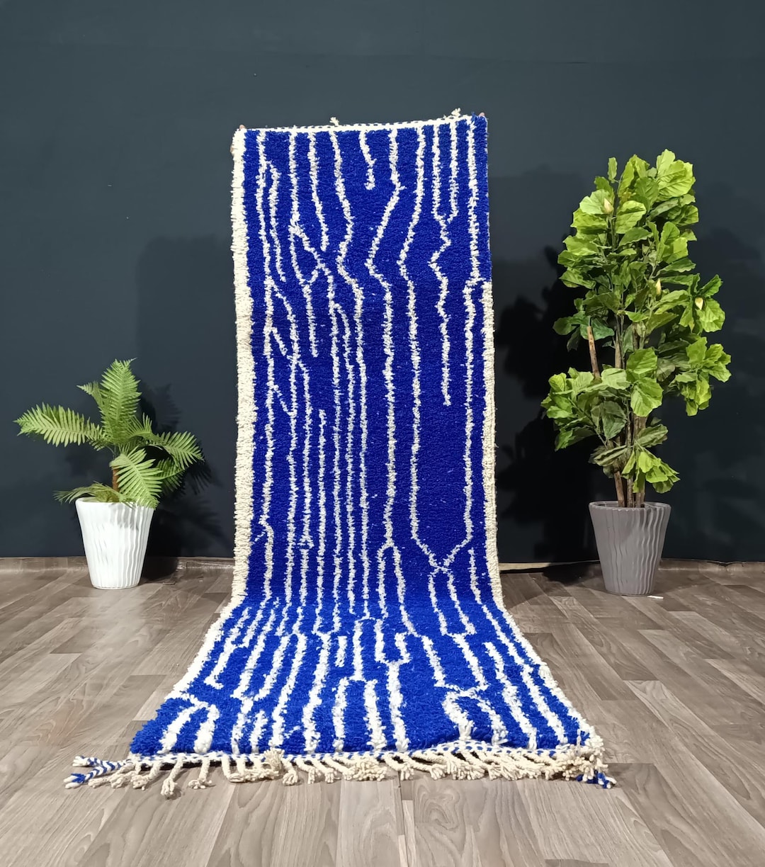 Bleu Moroccan Runner Rug, Bleu Hallway Rug, Beni Ourain Hallway Carpet ...