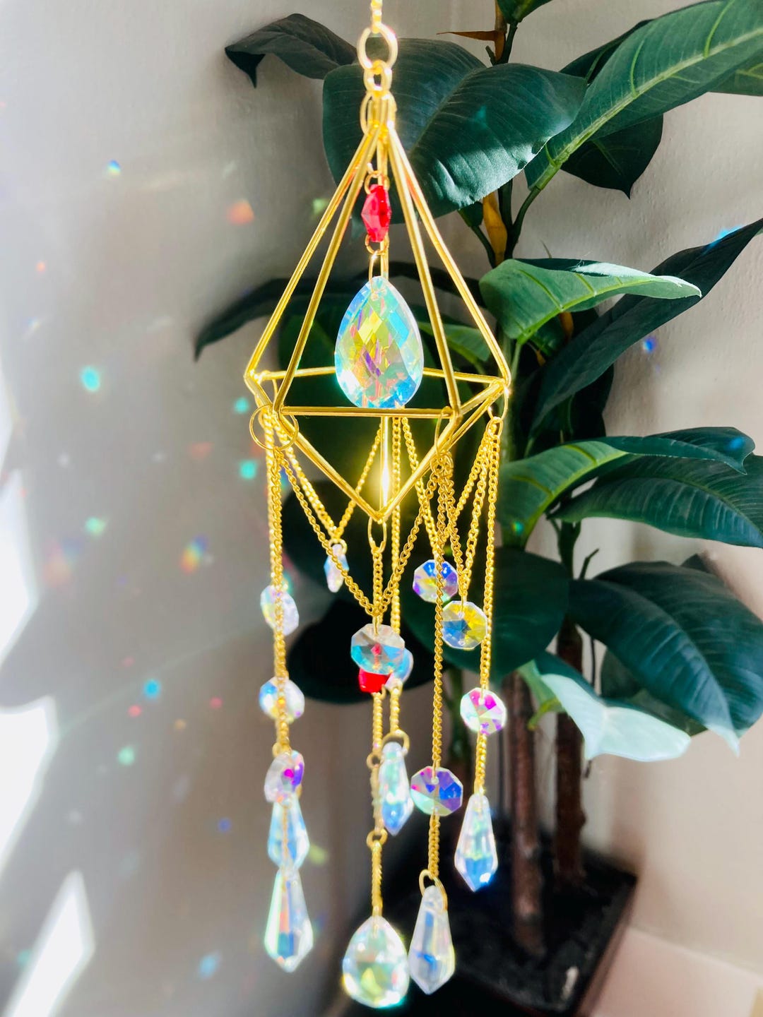 Prism Suncatcher Gold and Ruby - Etsy