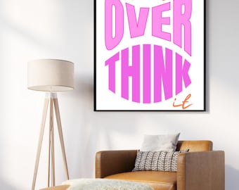 Trendy retro golvende poster: roze slaapzaaldecor, motiverende kunst (digitale download)