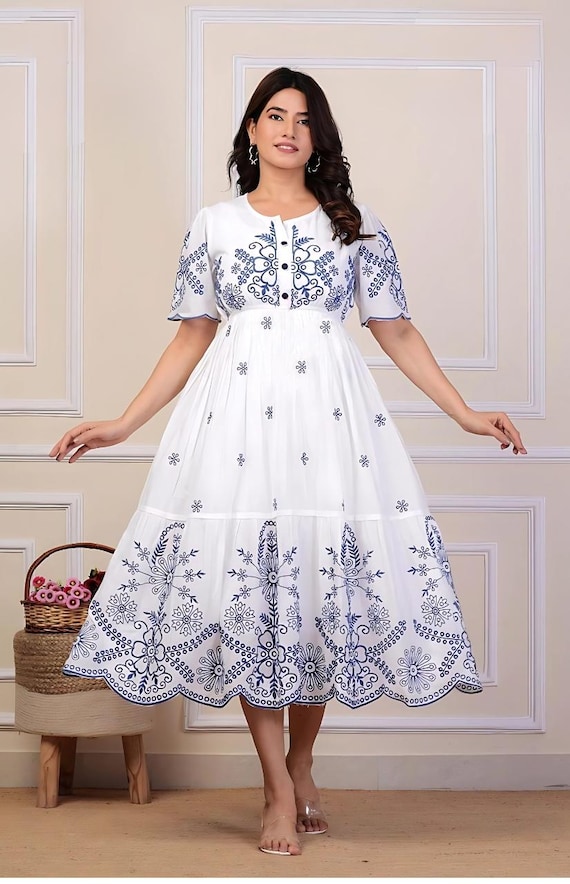 white christmas dresses Ocean Ombre Nautical Schiffli Dress main image 1