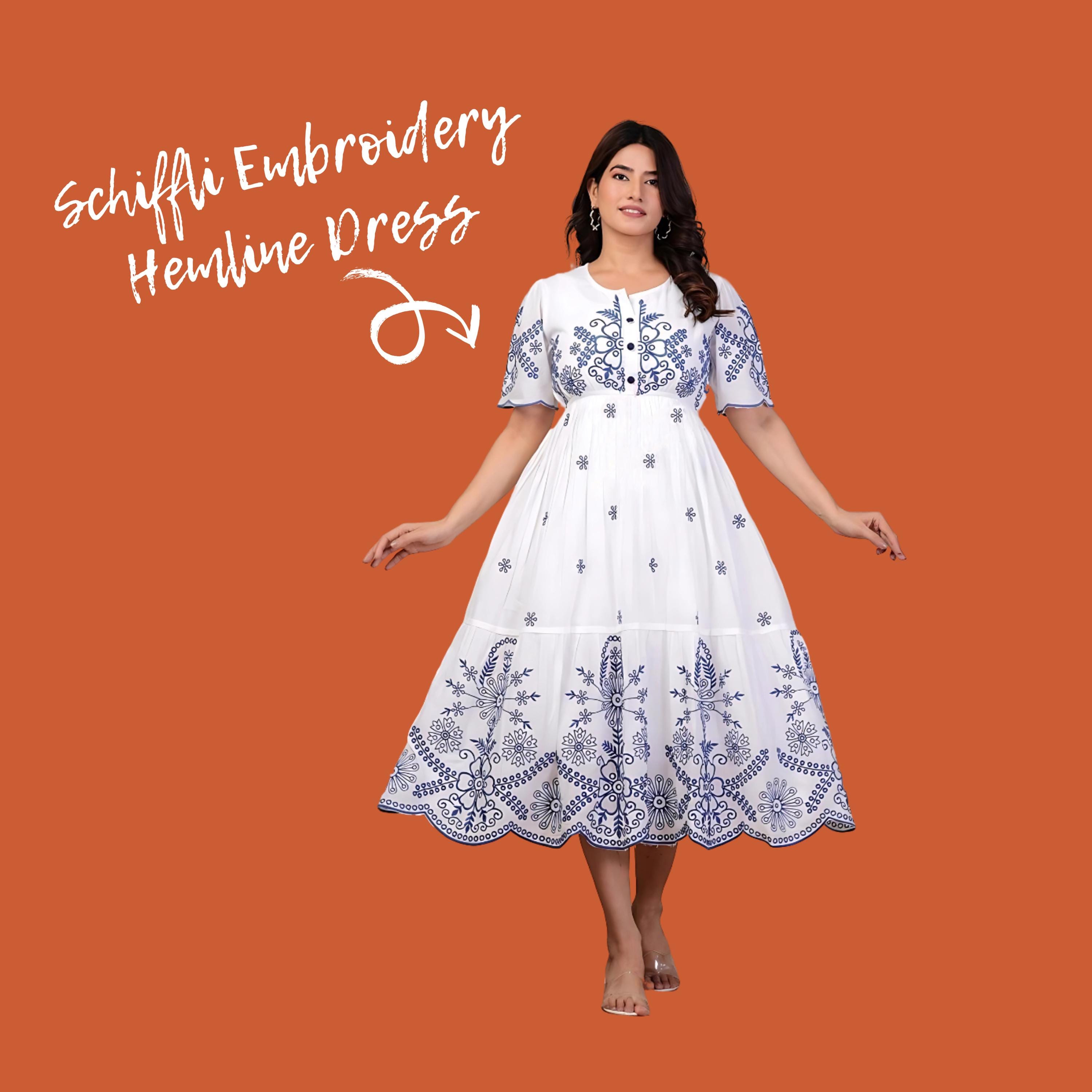white christmas dresses Janasya Women's Pink Pure Cotton Schiffli Tiered Dress – Product Video