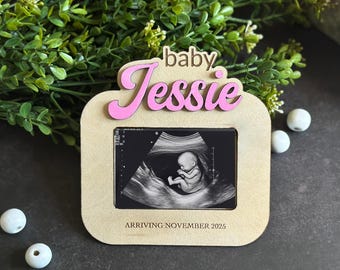 Ultrasound Fridge Magnet, Wooden Ultrasound Photo Frame