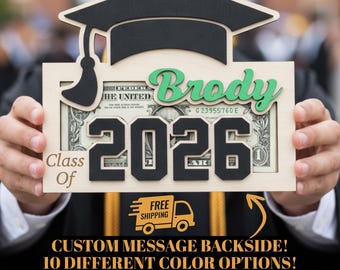 Personalized Wooden Graduation Money Holder: Gift for Graduate, Class of 2026