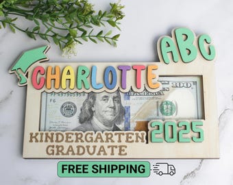 Personalized Wooden Graduation Money Holder for Kindergarten: Class of 2026 Gift