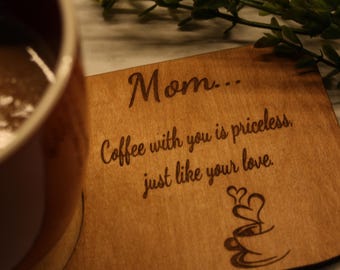 Custom Mother's Day Coasters: Engraved Wood Set - 4 Pieces