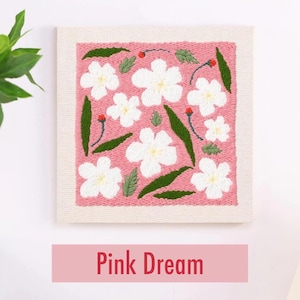 Pink Dream Punch Needles Start Kit, Beginner Punch Needle Kit, Punch, Punch Needle Kit, Beginner Punch Needle Kit with Printed & Yarn