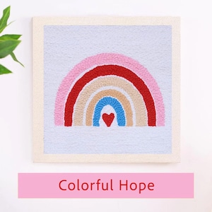 Colordul Hope Punch Needles Start Kit, Beginner Punch Needle Kit, Punch, Punch Needle Kit, Beginner Punch Needle Kit with Printed & Yarn