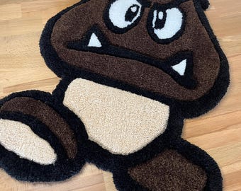 Handmade Goomba Tufted Rug | Retro Mario Bros | Disney Characters Decor | Custom Tufted | Fast Communication | Customer Satisfaction