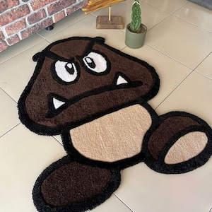 Goomba / Handmade Mario Tufted Rug / Custom Tufted Rug / Tufted Area Rug /  Retro Game Decor / Handmade Gifts / Goomba Cartoon Character