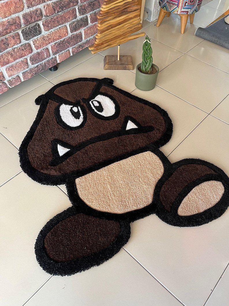 Goomba Tufted Rug Handmade Goomba Tufted Rug | Retro Mario Bros | Disney Characters Decor ...