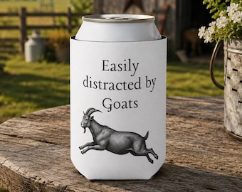 Funda enfriadora de latas con diseño de cabra que provoca distracción fácilmente / Ilustración de cabra