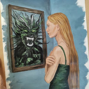 "Riflessi della Bestia" – Dipinto acrilico originale, ritratto simbolico di animale, carta A3