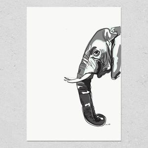 Elephant Illustration Art Print: Hand-Drawn Animal Wall Decor