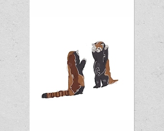 Red Panda Art Print: Playful Animal Illustration, Nursery Decor