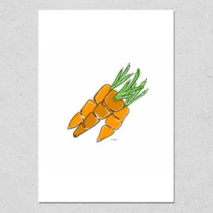 Carrot Illustration Print | Vegetable Art Print | Food Wall Art | Home Decor | Kitchen Wall Art | Vegetable Illustration | Carrot Drawing