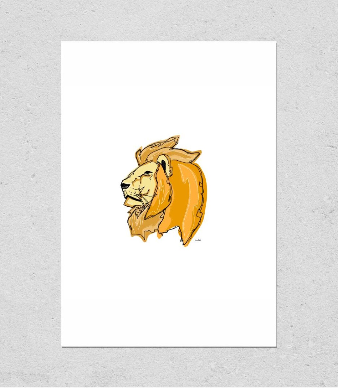 Lion Illustration Print: Hand-drawn Animal Art - Etsy