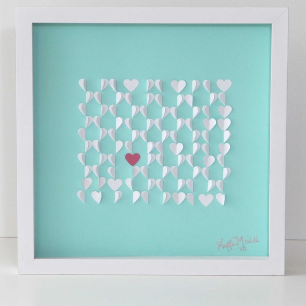 Tiny Glossy White Customizable Hearts on Aqua Matte