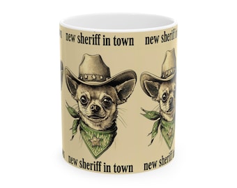 Cowboy Chihuahua Keramik Tasse - Lustige Hundeliebhaber Kaffeetasse