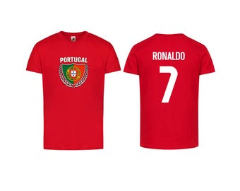 Kids Portugal Flag T-Shirt – Front Flag & Ronaldo #7 Back Design | Youth Soccer Fan Tee