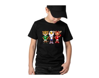 Camiseta infantil con las mascotas del Mundial 3 / Camiseta juvenil para aficionados al Mundial 2026 / Camiseta de fútbol