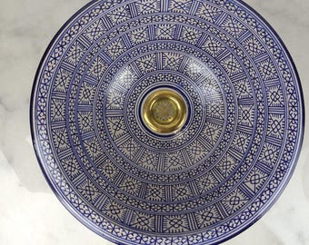 Hand-Painted Moroccan Ceramic Sink – Decorative Basin
