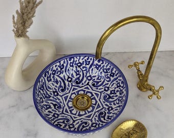 Hand-Painted Moroccan Ceramic Sink – Decorative Bathroom Basin