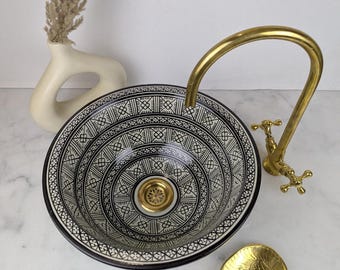 Hand-Painted Moroccan Ceramic Sink – Decorative Bathroom Basin