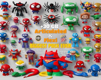 800+ Articulated STL Pack & Flexi STL Bundle – 3D-utskriftsmodeller | Digital nedladdning livstids