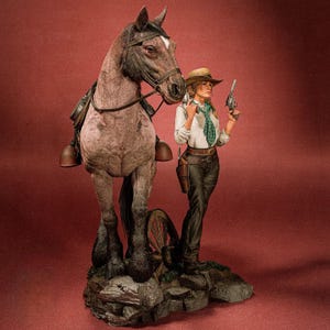 STL File Woman with Horse – Western-Themed 3D Print Model for Collectors & Display 3D Print Model for Collectors Display