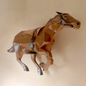 Cavallo fai da te in carta 3D, decorazione da parete, arredamento per la casa, artigianato con animale spirituale del cavallo, carro, murale 3D, arte murale del cavallo spirituale, scultura, cavallo in corsa