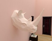 3D Rhino, Paper Craft Template, Printable Rhinoceros, Instant PDF Download, 3D Low Poly, Origami Animal, Rhino Gift, DIY, Origami decor
