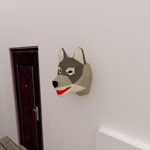 Wolf Paper Craft, Digital Template, Origami, PDF Download DIY, Low Poly, Trophy, Sculpture, Wolf Model