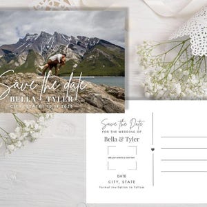 Carte postale moderne « Réservez la date » pour mariage