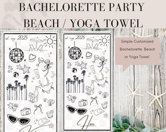 Szablon ręcznika plażowego na wieczór panieński | Projekt niestandardowego ręcznika do jogi | Edytowalny szablon Canva | Prezent dla druhny | Upominek na wieczór panieński