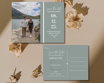 Nowoczesny szablon Save the Date | Edytowalny komunikat o ślubie | DIY Canva Save the Date | Pobieranie cyfrowe | Pocztówka ślubna 5x7