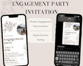 Zaproszenie na przyjęcie zaręczynowe | Cyfrowe zaproszenie | Edytowalny szablon Canva | Tekst zaproszenia | Nowoczesne zaproszenie na zaręczyny | Natychmiastowe pobranie