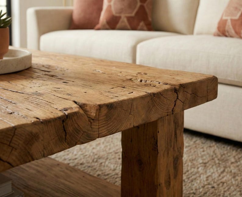 Handmade Coffee Table, Rustic Coffee Table for Living Room, Solid Barn Wood Table, Reclaimed Wood Coffee Table Wooden Side Table image 2