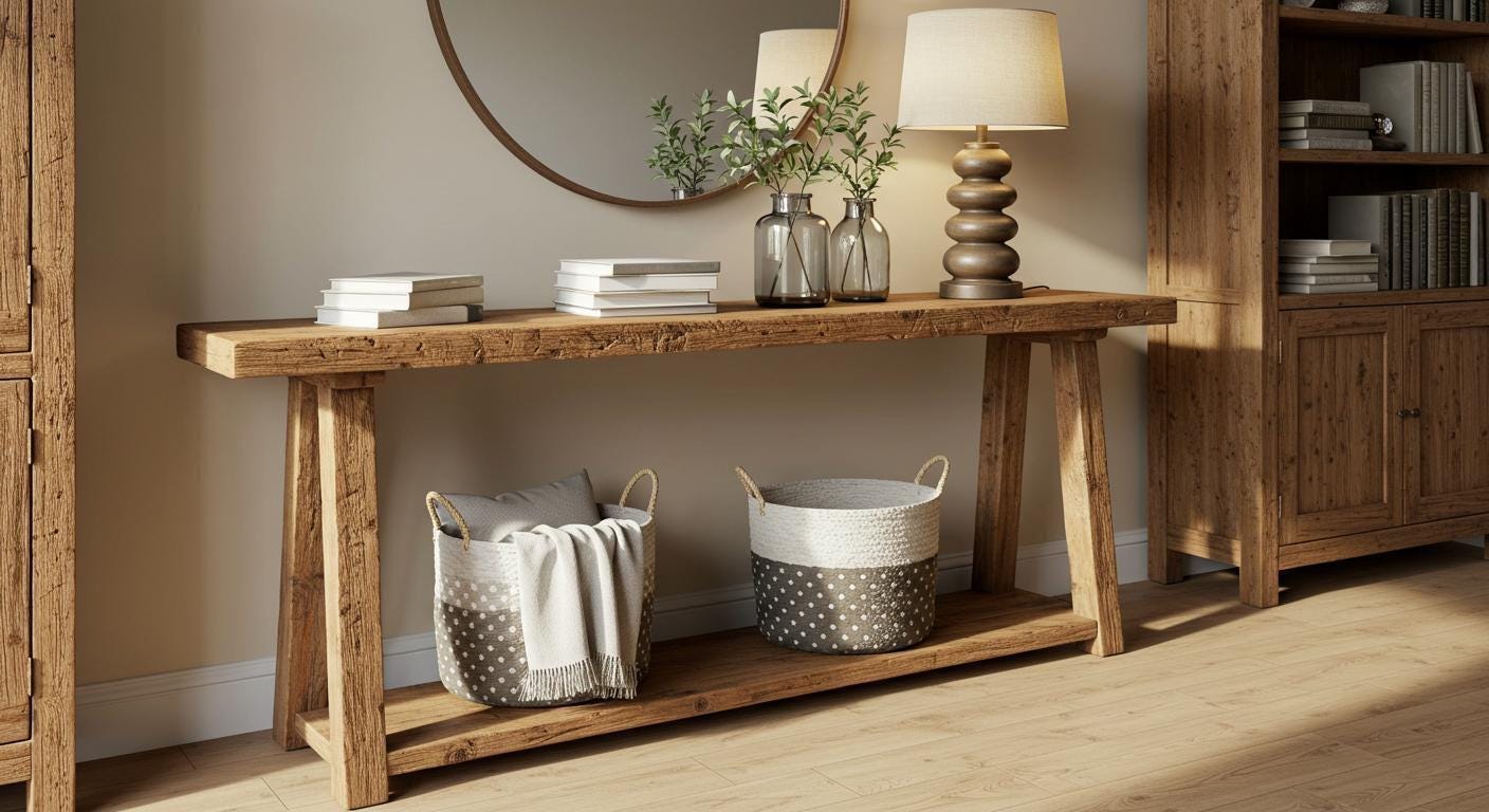 Rustic Reclaimed Wood Console Table for Entry Way Table Live Edge Wood ...