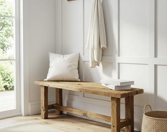 Rustic Wood Bench Reclaimed Wood Entryway Bench Long Custom Bench for Entryway Farmhouse Bench Hallway Seating Farmhouse Home Decor Gift