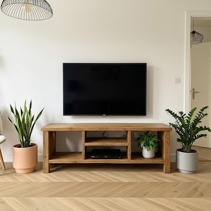 Rustic Tv Stand with Shelving Reclaimed Wood Tv Stand with Storage, Rustic Tv Cabinet Solid Wood Tv Unit, Custom Tv Console Stand